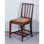 An Edward VII Mahogany Coronation Chair, with woven seat and drop-in needlework cushion, on square