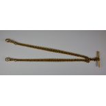 A 9ct Gold Double Albert Chain, suspended with T-bar, 390mm overall, gross weight 45.9g