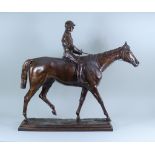 Isidore Jules Bonheur (1827-1901) - Bronze - Figure of a racehorse with jockey, on rectangular base,