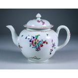 A Seth Pennington Liverpool Teapot and Cover, Circa 1770, enamelled in colours with floral sprays,