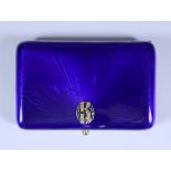 A Late 19th/ Early 20th Century Russian Silver Gilt and Blue Enamel Rectangular Cigarette Case, by