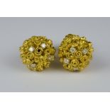 A Pair of 18ct Gold and Diamond Cufflinks, Modern, by Andrew Grima, each in the form of a bunch of