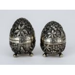 A Pair of Edward VII Silver Gilt Egg-Shaped Salt and Pepper Pots, by William Hutton & Sons Ltd,