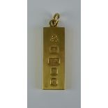 A 9ct Gold Ingot Pendant, 45mm x 12mm , gross weight 31.1g