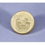 A Maltese Ten Pound (£M10) Coin, 1972, VF, gross weight 5.9g