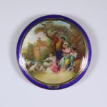 An Early 20th Century Continental Silver Gilt and Enamel Circular Compact, stamped 935 standard