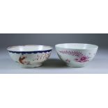 A Liverpool Bowl, Circa 1770, enamelled in colours with two Chinese figures in a landscape, 6.375ins