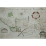 Jared Hill (1687-1745) - Ink and watercolour on vellum - "A Mapp and Defcription of all the Lands
