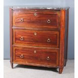 An Early 19th Century Continental Rosewood Secretaire Chest with grey veined marble slab to top with