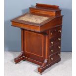 An Edwardian Mahogany Davenport, inlaid with satinwood bandings and stringings, with stationery
