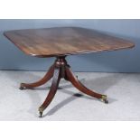 A George III Mahogany Rectangular Breakfast Table, the one-piece top with twin reeded edge, on