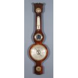 A 19th Century Rosewood Cased Wheel Barometer and Thermometer, by Schalfino of Taunton, the 8ins