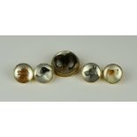 A Pair of 18ct Gold Essex Crystal Cufflinks and Brooch, Victorian, comprising a pair of cufflinks