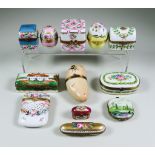 Twelve Limoges Porcelain Novelty Boxes, Late 20th Century, all painted, including - potato with