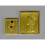 Two 22ct Gold Replica Postage Stamp Ingots, comprising the penny black and the one pound Machin,