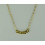 A Diamond Necklace, Modern, 18ct gold set with two small brilliant cut round diamonds and three