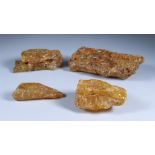 Four Pieces of Baltic Rough Amber, 3.5ins to 6.25ins long, 612.6g