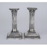 A Pair of George V Silver Pillar Candlesticks, By Mappin & Webb, Sheffield 1916, with Corinthian