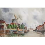 Louis Van Staaten (1836-1909) - (Aka Hermanus Koekkoek) - Pair of watercolours - Dutch canal