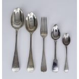 A Selection of Silver Old English and Fiddle Pattern Flatware, various dates and makers, including -