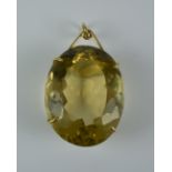 A Large Faceted Citrine Pendant, Modern, 9ct gold set with a faceted citrine stone, approximately