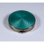 A George V Silver Gilt and Aquamarine Enamel Circular Box, by Crisford Norris Ltd. Birmingham