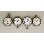 Four Nickel Cased Goliath Pocket Watches and Mixed Items, the Goliath watches with enamel dials