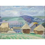 ***Ethelbert White (1891-1972) - Oil painting - "Below the Downs", signed, artists board 9.75ins x