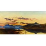 Downward Birch (1827-1897) - Oil painting - "Sunset Loch Leven from Ballaculish Ferry", 18ins x