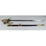 A Royal Naval Reserve Dress Sword by Bateson of London, Blade No. 4762, 32ins bright steel blade,