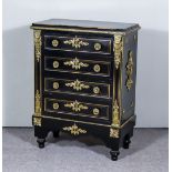 A French Ebonised and Gilt Metal Mounted Chest, with square edge to top, the front and sides