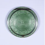 An Early 20th Century Continental Silver, Silver Gilt and Pale Green Enamel Circular Compact, with