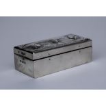 A Late Victorian Silver Mounted Three Division Rectangular Stamp Box, by William Comyns, London