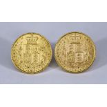 Two Young Victoria Head Sovereigns 1864 and 1871, fine