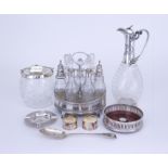 A George III Silver Oval Cruet and Mixed Silver and Plated Ware, the cruet possibly by William
