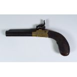 A 19th Century Continental .44 Calibre Precision Pocket Pistol, turned barrel, 3ins blued steel