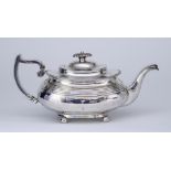 A William IV Silver Rectangular Teapot, by Edward Barton, London 1833, with gadroon mounts, reeded