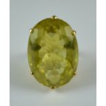 A Faceted Citrine Ring, Modern, 9ct gold set with a large faceted citrine stone 22mm x 18mm, size I,