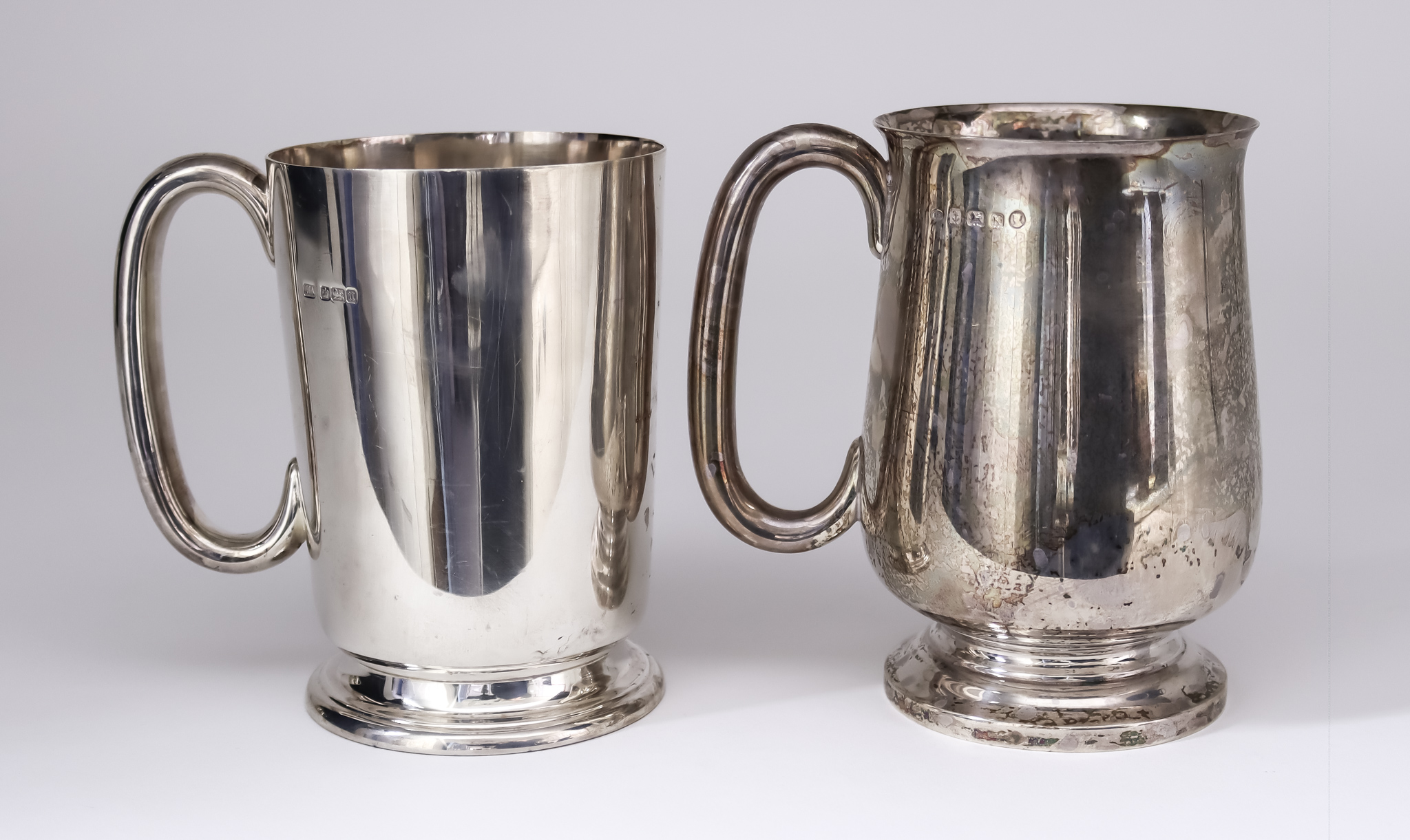 An Edward VII Silver Tankard, and a George V Silver Tankard, the Edward VII, by Aitkin Brothers,