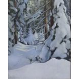Esko Sihtola (1937-2017) - Oil painting - "Winter Woodland, Finland", signed, canvas 25ins x