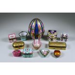 Twelve Limoges Porcelain Novelty Boxes, Late 20th Century, all painted, including - large egg,