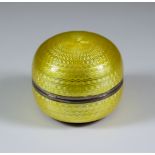 A George V Silver and Yellow Enamel Circular Box, possibly by Corke & Apthorp London 1926, the lid
