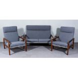 Ernest Race (1913-1964) - A two-seat "Sheppey" settee and a pair of matching high back armchairs,
