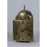 An 18th Century and Later "Hoop & Spike" Brass Wall Mounted Lantern Clock, the 7.5ins chapter ring