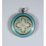 A 20th Century American Sterling Silver, Silver Gilt and Enamel Circular Compact, by R