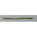 A 14ct Gem Set Line Bracelet, Modern, set with twenty two faceted gem stones, 190mm overall, gross