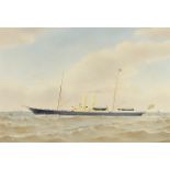 Harold Percival (1868-1914) - Watercolour - Masted steam vessel at sea with other steam ships and