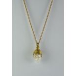 A 9ct Gold Rope Twist Chain, Modern, with suspended crystal and enamel pendant in the form of an