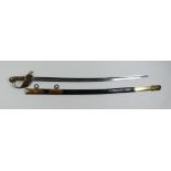 An East India Company Naval Officers Sword, with flat back, spear point blade, 29ins bright steel