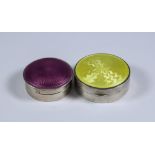 Two Early 20th Century Silver, Silver Gilt and Enamel Circular Boxes, one with import marks for